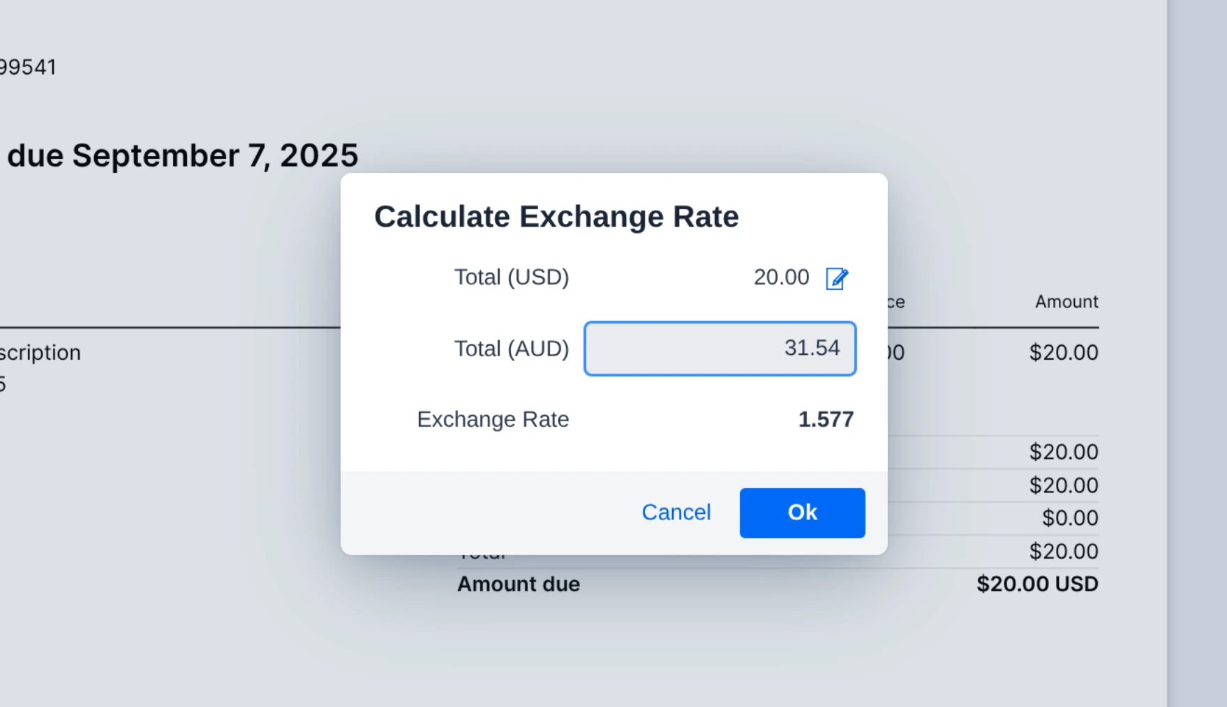 Exchange Rate Calculator in BillBjorn